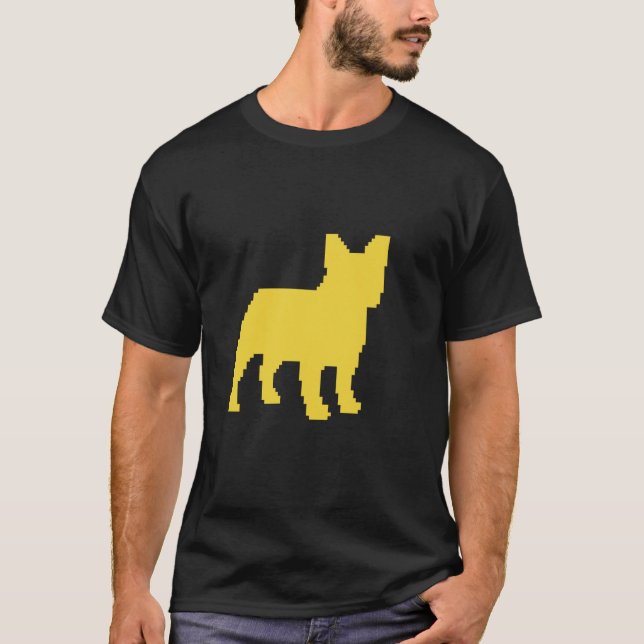 French Bulldog Gamer Funny Pixel Dog Coding Admin T-Shirt (Vorderseite)