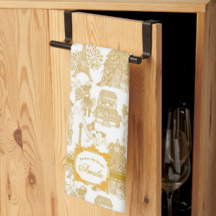 FRENCH BULLDOG Gold Toile Geschirrtuch
