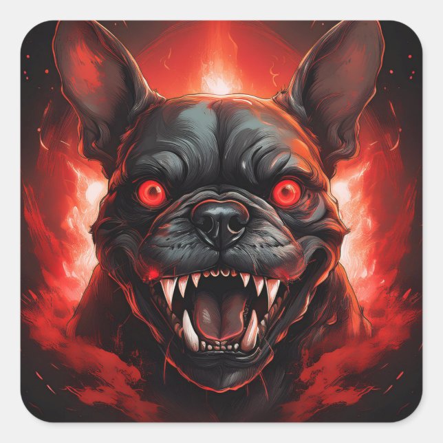 French Bulldog Gone Wrong Quadratischer Aufkleber (Vorderseite)