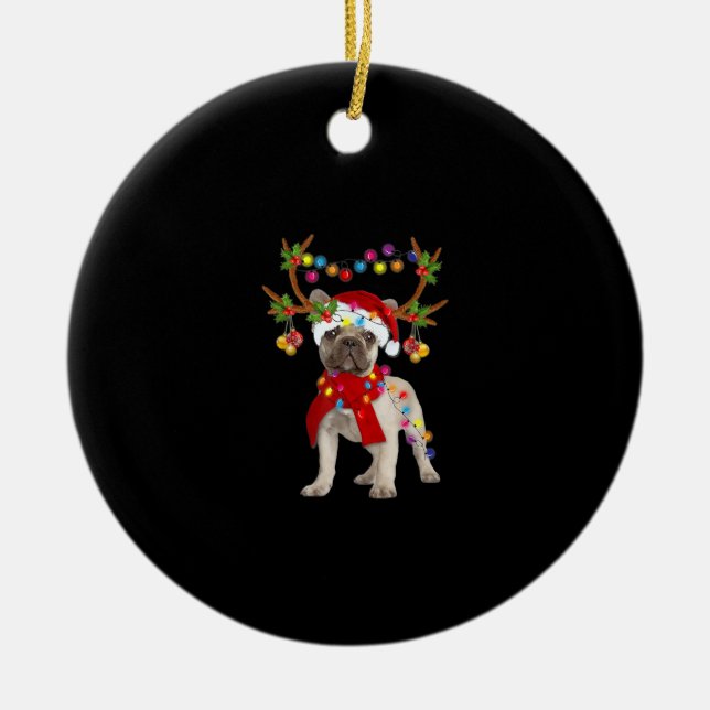 French Bulldog Gorgeous Rentier Weihnachtsbaum Keramik Ornament (Vorne)