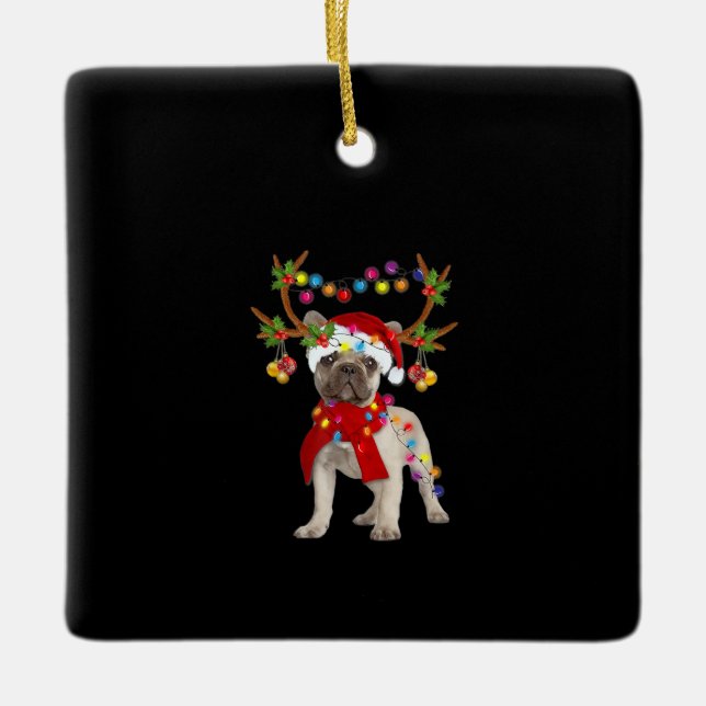 French Bulldog Gorgeous Rentier Weihnachtsbaum Keramikornament (Vorderseite)