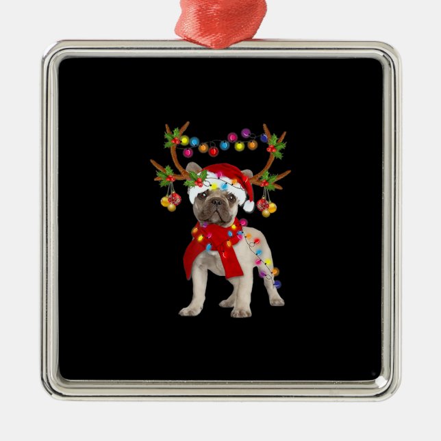 French Bulldog Gorgeous Rentier Weihnachtsbaum Ornament Aus Metall (Vorne)