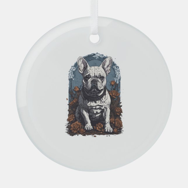 French Bulldog Gothic Floral Ornament Aus Glas (Vorderseite)