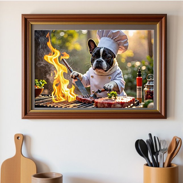 French Bulldog Grill Koch Fiery Poster (Von Creator hochgeladen)