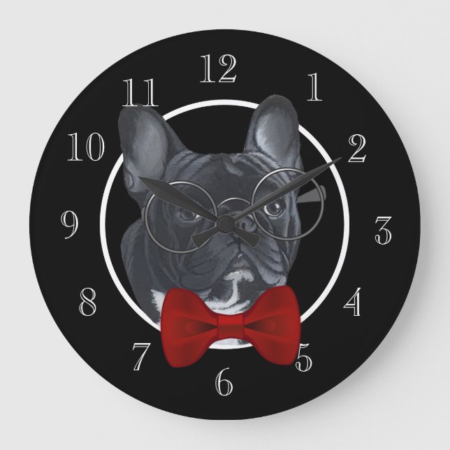 French Bulldog Große Wanduhr (Vorderseite)