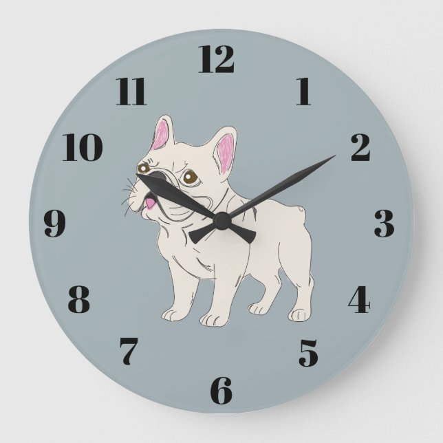 French Bulldog Große Wanduhr (Vorderseite)