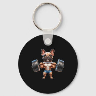 French Bulldog Gym Frenchie Weightlifter Bodybuild Schlüsselanhänger