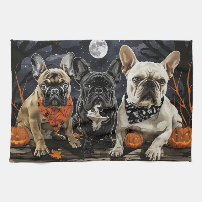 French Bulldog Halloween Spooky Geschirrtuch (Horizontal)