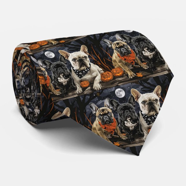 French Bulldog Halloween Spooky Krawatte (Gerollt)