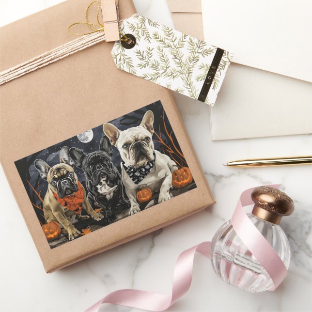 French Bulldog Halloween Spooky Rechteckiger Aufkleber (Schenken)