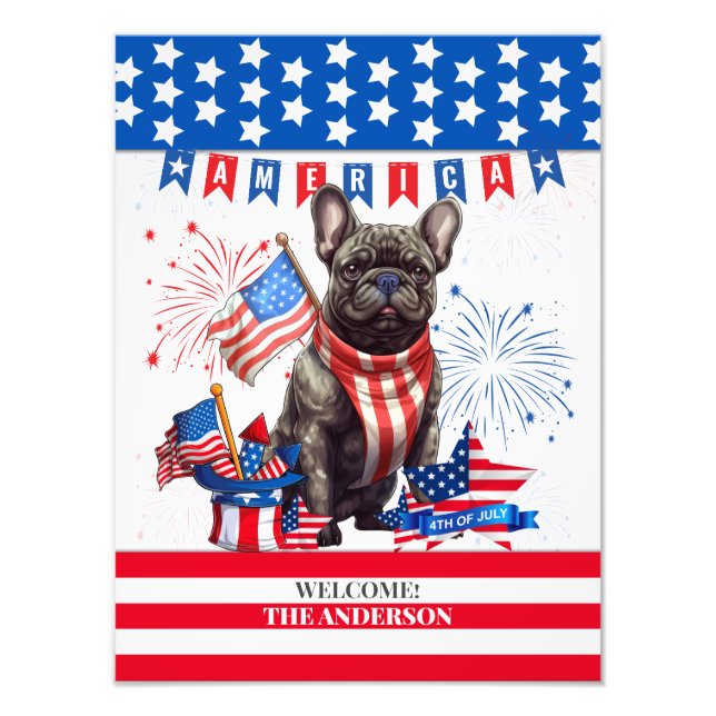 French Bulldog Happy 4th July America Patriotic Fotodruck (Vorne)