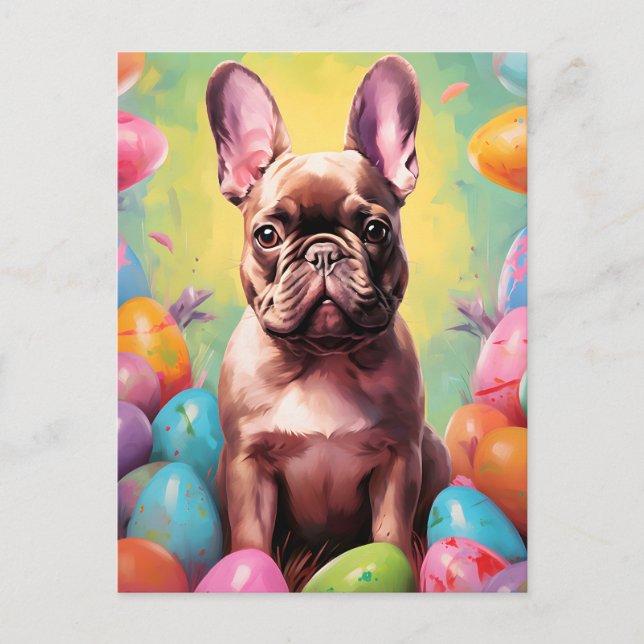 French Bulldog Happy Oaster Postkarte (Vorderseite)