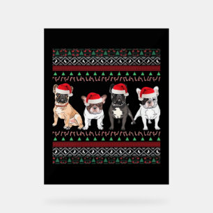 French Bulldog hässlicher Weihnachtspullover Essen Acrylschild