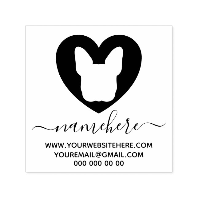 French Bulldog Heart Modern Permastempel (Design)