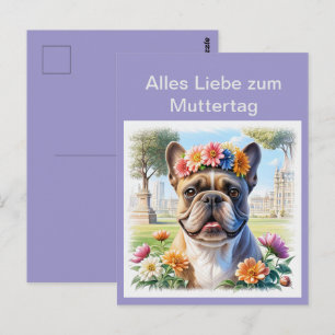 French Bulldog Herz Mothers Day Postkarte