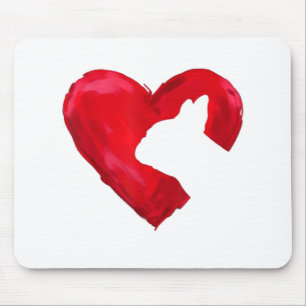 French Bulldog Herz Valentinstag Dog Lover Mousepad