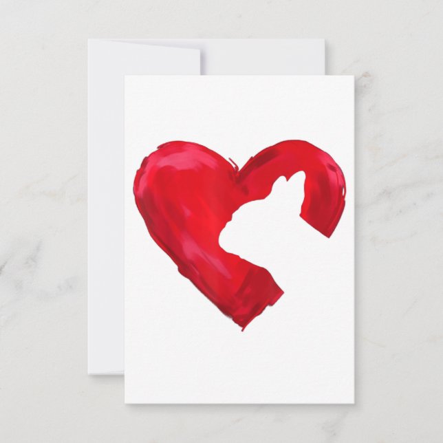 French Bulldog Herz Valentinstag Dog Lover RSVP Karte (Vorderseite)