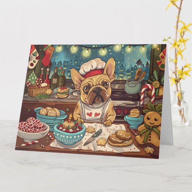 French Bulldog Holiday Baking: Festliche Weihnacht Karte (Gelbe Blume)