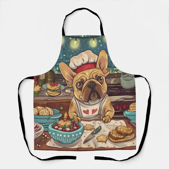 French Bulldog Holiday Baking: Festliche Weihnacht Schürze (Vorderseite)
