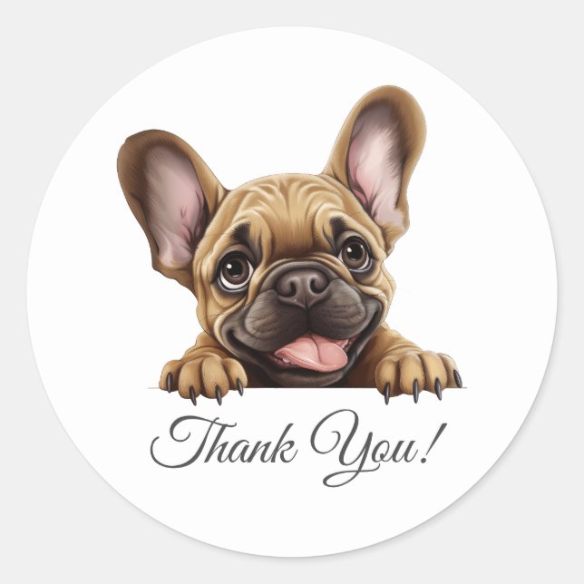French Bulldog Hund Danke Runder Aufkleber (Vorderseite)