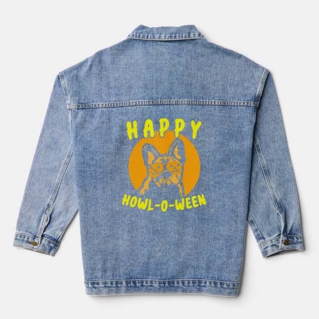 French Bulldog Hund Frenchie Kostüm Jeansjacke (Rückseite)