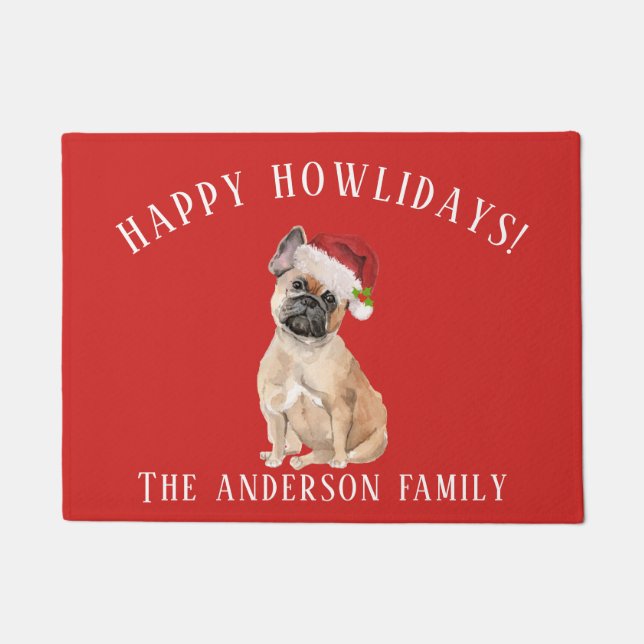 French Bulldog Hund Happy Howlidays Weihnachten Fußmatte (Vorderseite)