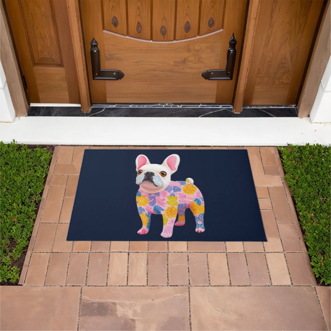 French Bulldog Illustration farbenfroh Fußmatte (Außenbereich)