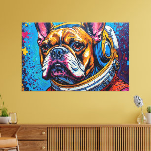 FRENCH BULLDOG IM WELTALL 6 LEINWANDDRUCK