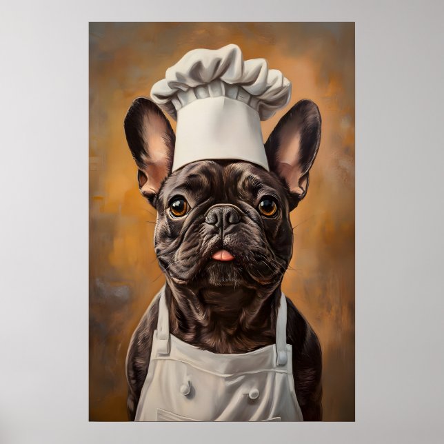 French Bulldog In Chefs Hat Poster, Pet Poster (Vorne)