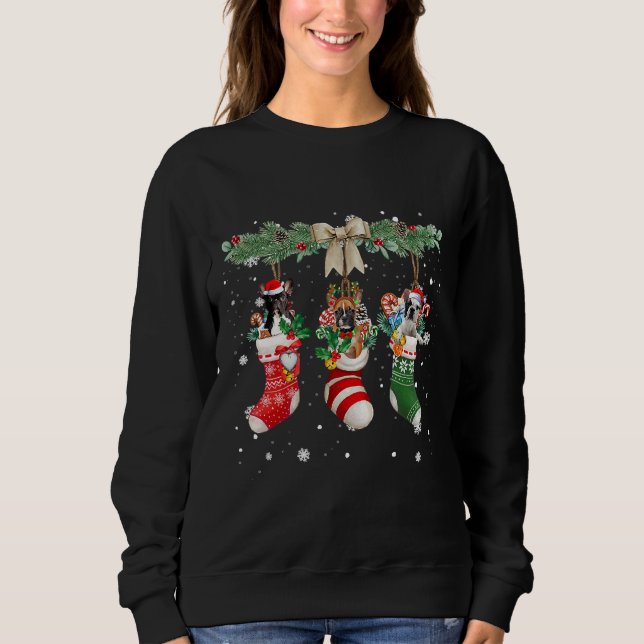 French Bulldog In Christmas Socks Sweatshirt (Vorderseite)