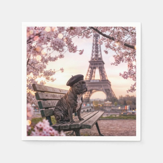 French Bulldog In Paris Serviette (Vorderseite)