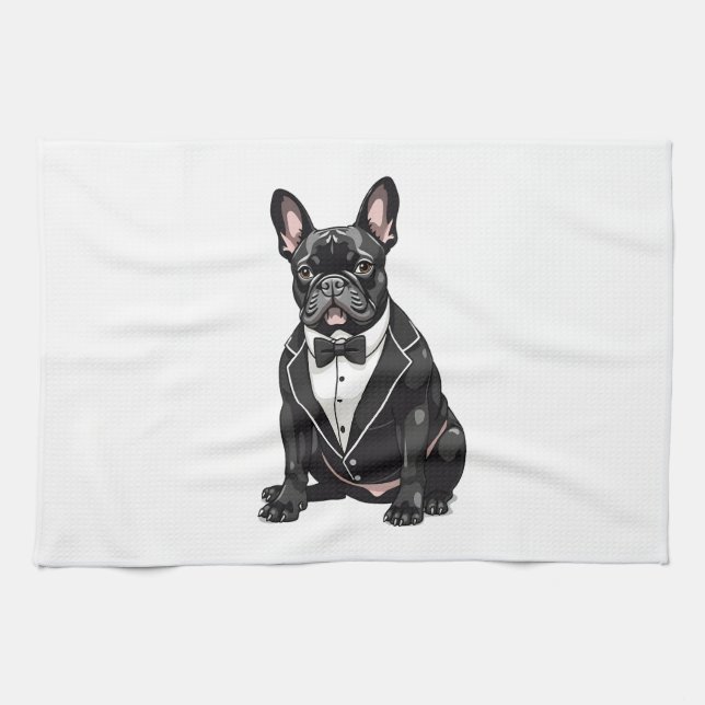 French Bulldog in Tuxedo Geschirrtuch (Horizontal)