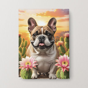 French Bulldog Kaktus Französische Bulldogge  Button