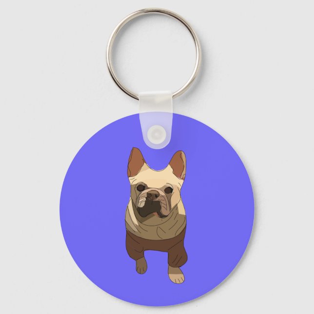 French Bulldog, Lavender Purple Schlüsselanhänger (Vorderseite)