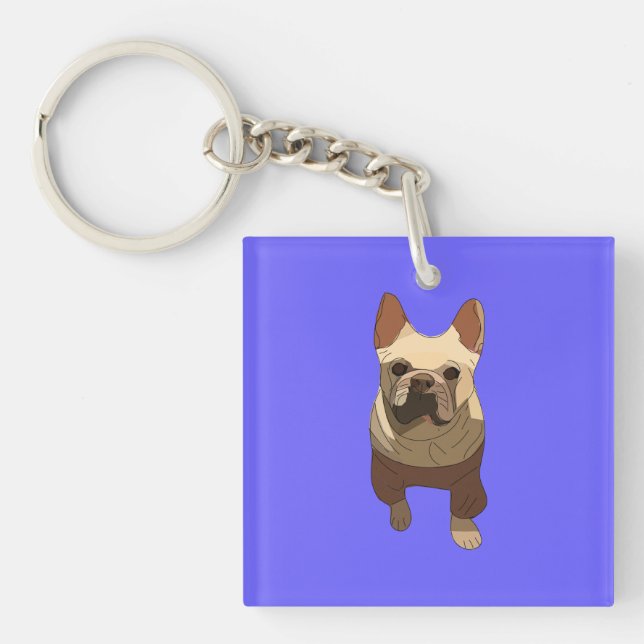 French Bulldog, Lavender Purple Schlüsselanhänger (Vorderseite)