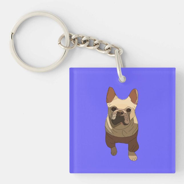 French Bulldog, Lavender Purple Schlüsselanhänger (Vorderseite)