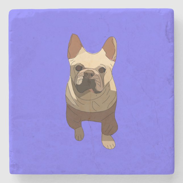 French Bulldog, Lavender Purple Steinuntersetzer (Vorderseite)