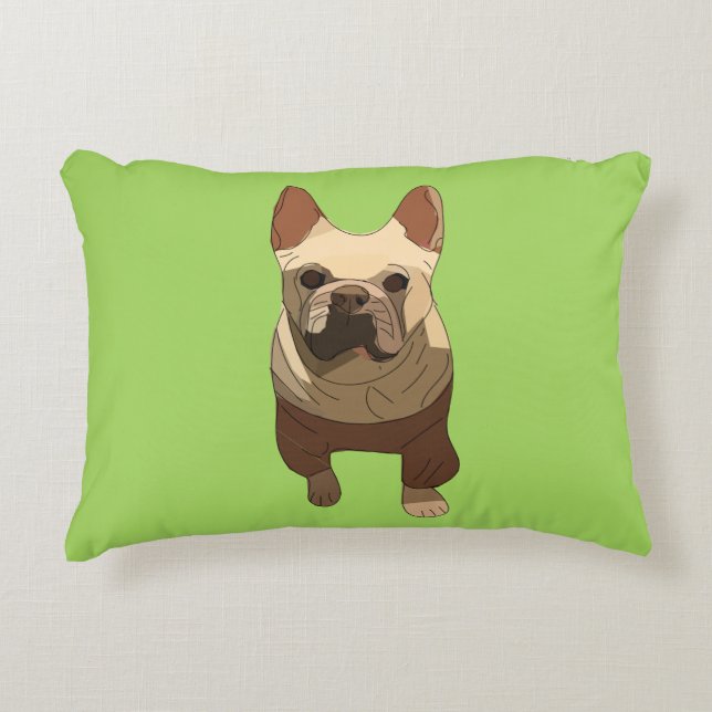French Bulldog, Lime Green Dekokissen (Vorderseite)