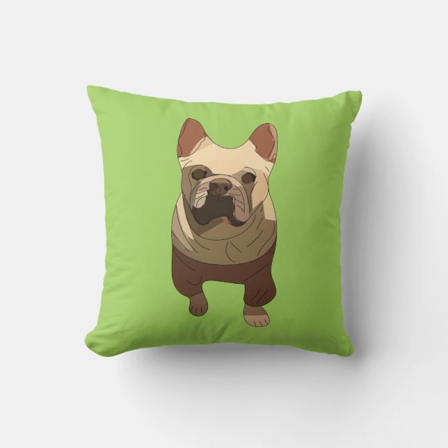 French Bulldog, Lime Green Kissen (Vorderseite)