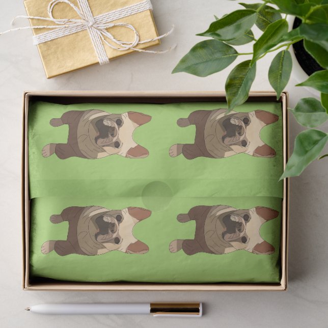 French Bulldog, Lime Green Seidenpapier (Geschenk)
