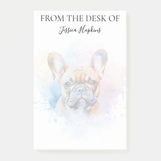 French Bulldog Lover Monogrammed Dog Post-it Klebezettel (Vorderseite)