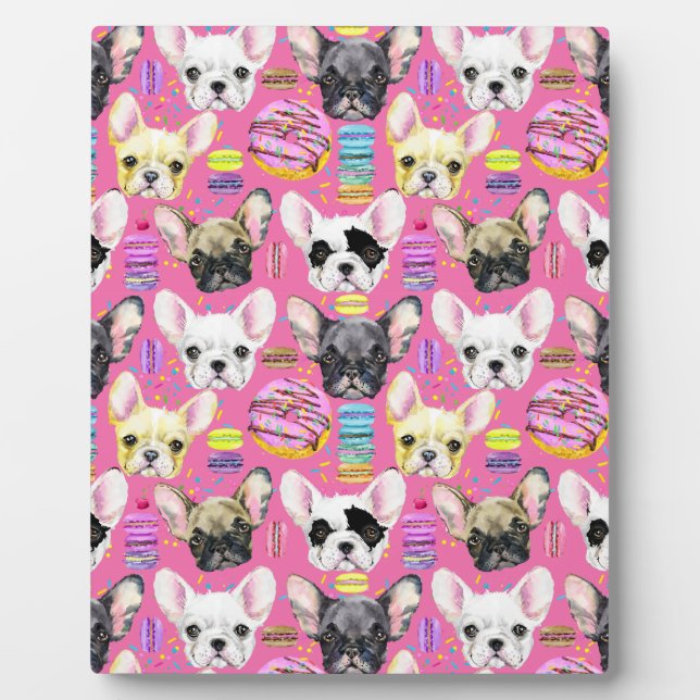 French Bulldog Macaron Pattern Fotoplatte (Vorderseite)