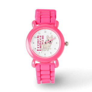 French Bulldog Mama Süßer Frenchie in fettem Rosa  Armbanduhr
