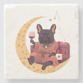 French Bulldog Mama Weinabend Steinuntersetzer