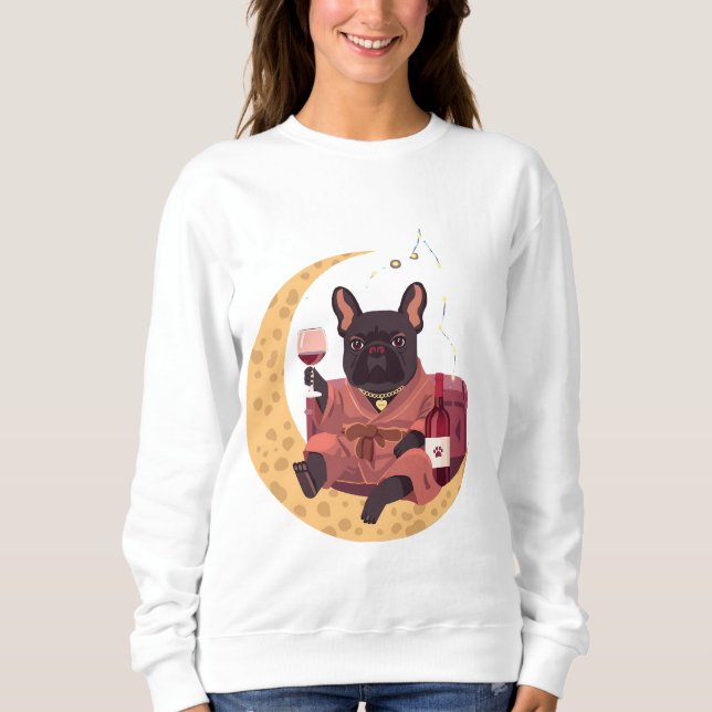 French Bulldog Mama Weinabend Sweatshirt (Vorderseite)