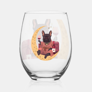 French Bulldog Mama Weinabend Weinglas Ohne Stiel