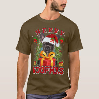 French Bulldog Merry Xmas Woofmas Xmas Lights Sant T-Shirt