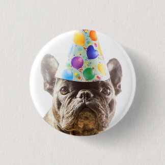 French Bulldog mit Party Hat Button