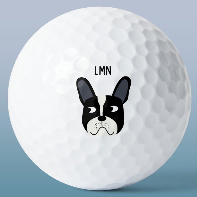 French Bulldog Monogram Golf Balls Golfball (French Bulldog personalized monogram initials golf ball)