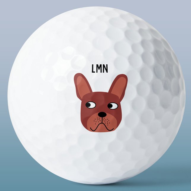French Bulldog Monogram Golf Balls Golfball (Fun French Bulldog Frenchie dog personalized monogram initial golf ball)